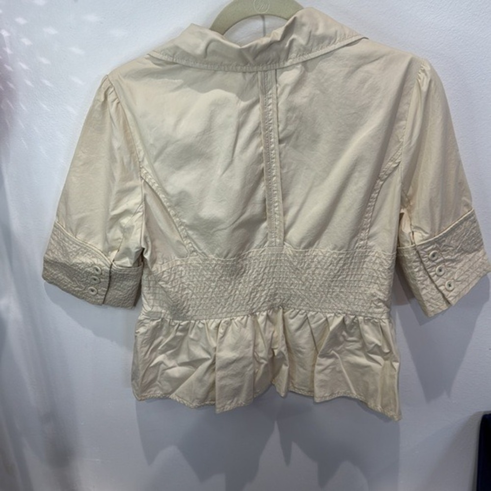 Elevenses Ivory Cropped Jacket Size 10 Button Front Peplum Career - Picture 5 of 7